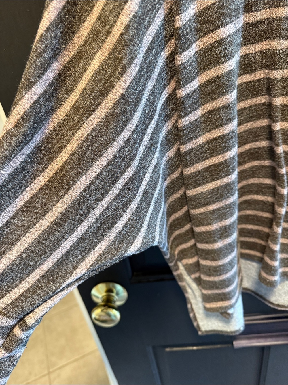 ANDREE BY UNIT Striped Cowl Neck Sweater - Gray & Cream - Picture 3 of 7